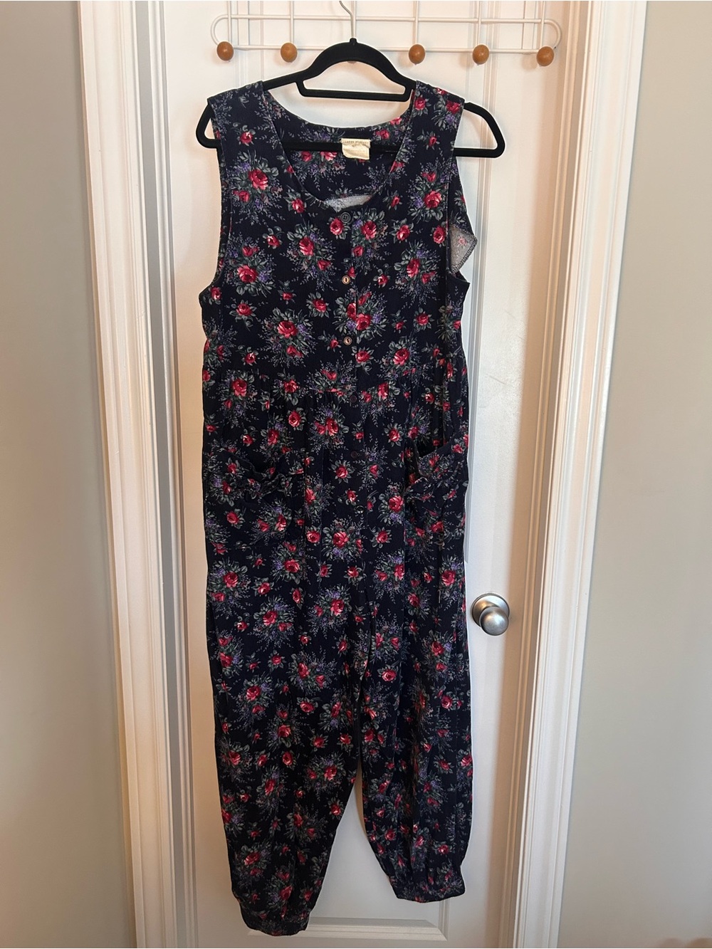 Laura Ashley Navy Romper with Pink Floral Print